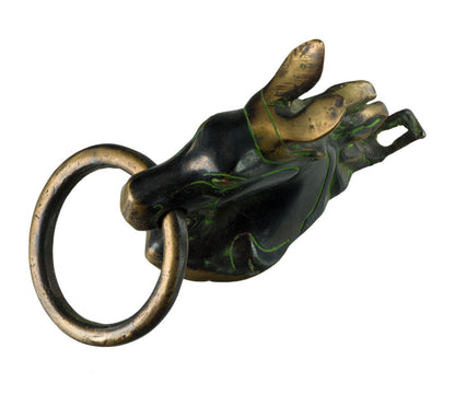 Ancienne Patère Tête de Cheval en Laiton – Porte-Serviettes ou Longe – Inde