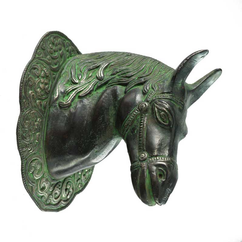 Patère à Collier Tête de Cheval en Aluminium – Figurine Équestre Artisanale