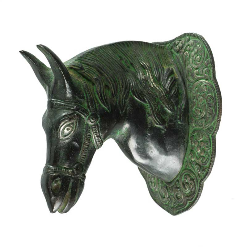 Patère à Collier Tête de Cheval en Aluminium – Figurine Équestre Artisanale