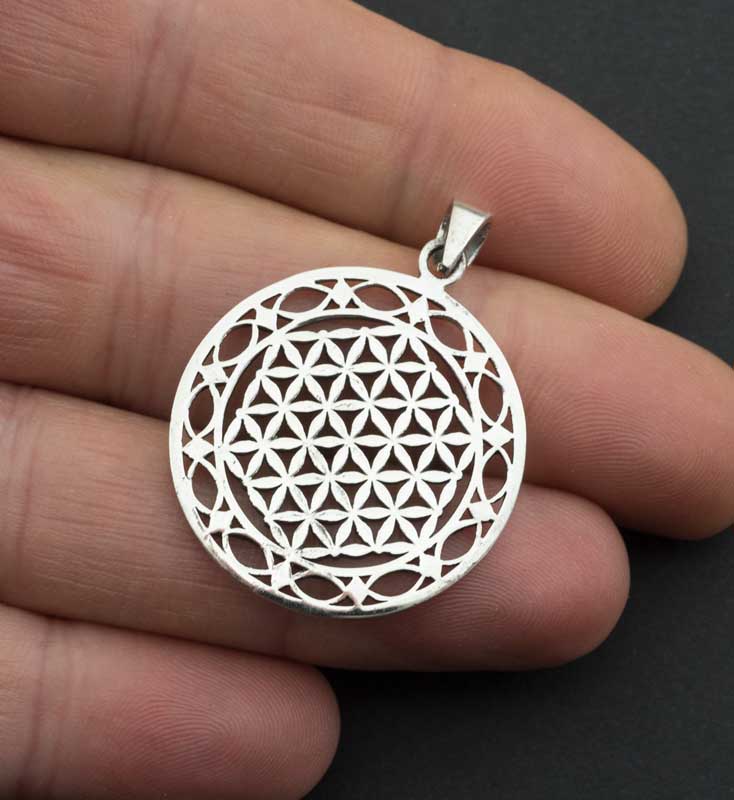 Pendentif Fleur de Vie Sri Yantra en Argent 925