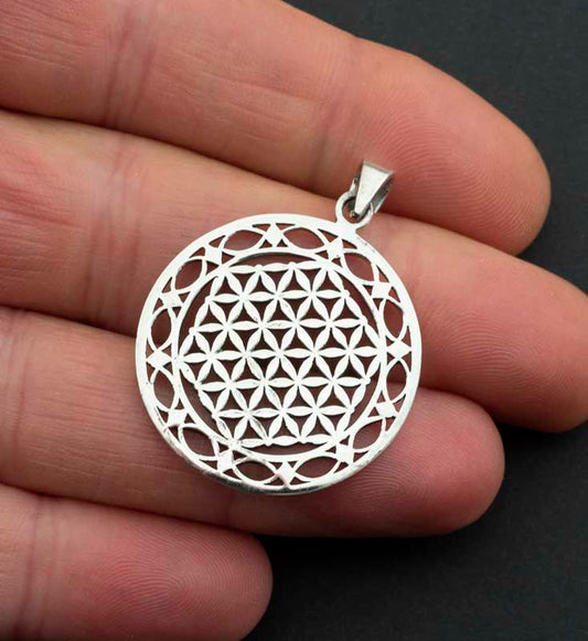 Pendentif Fleur de Vie Sri Yantra en Argent 925