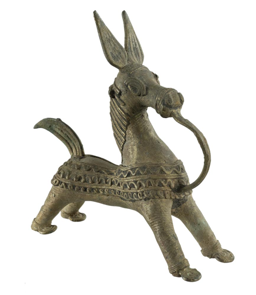 Figurine Cheval Dhokra en Métal – Artisanat Tribal d’Orissa, Inde