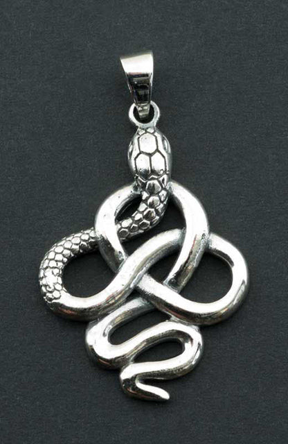 Pendentif Tibétain Serpent Cobra Enlacé en Argent Massif 925