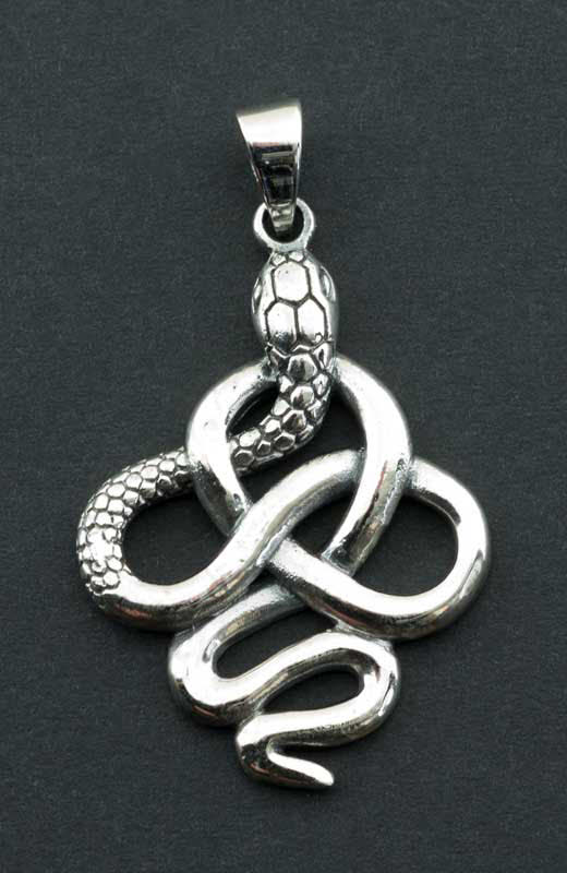 Pendentif Tibétain Serpent Cobra Enlacé en Argent Massif 925