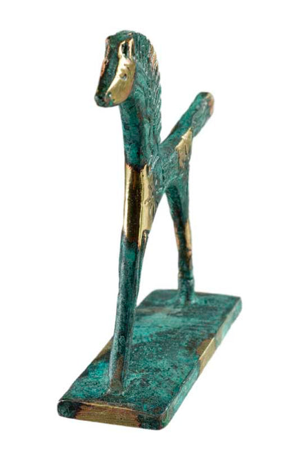 Statue Cheval Grec Géométrique en Bronze – Réplique de Musée de la Grèce Antique