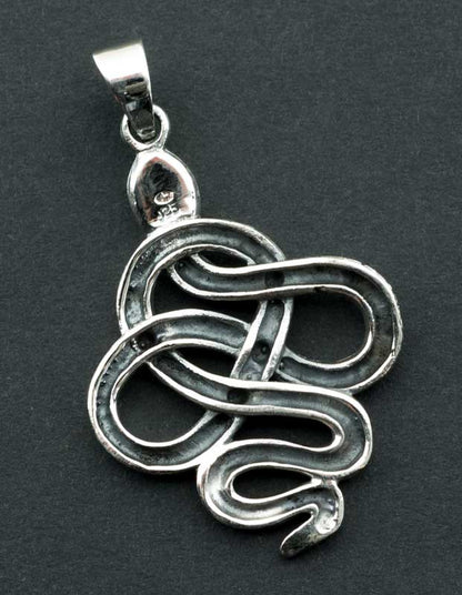 Pendentif Tibétain Serpent Cobra Enlacé en Argent Massif 925