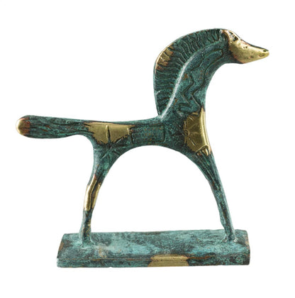 Statue Cheval Grec Géométrique en Bronze – Réplique de Musée de la Grèce Antique
