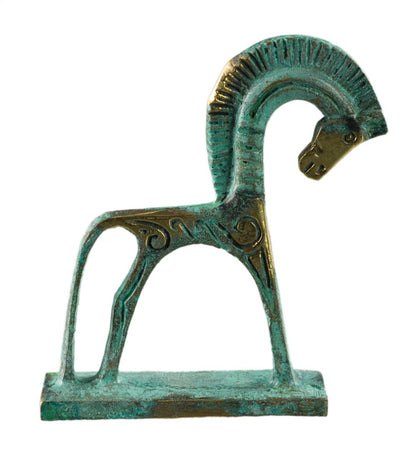 Statue Cheval Grec Géométrique en Bronze – Sculpture Inspirée de la Grèce Antique