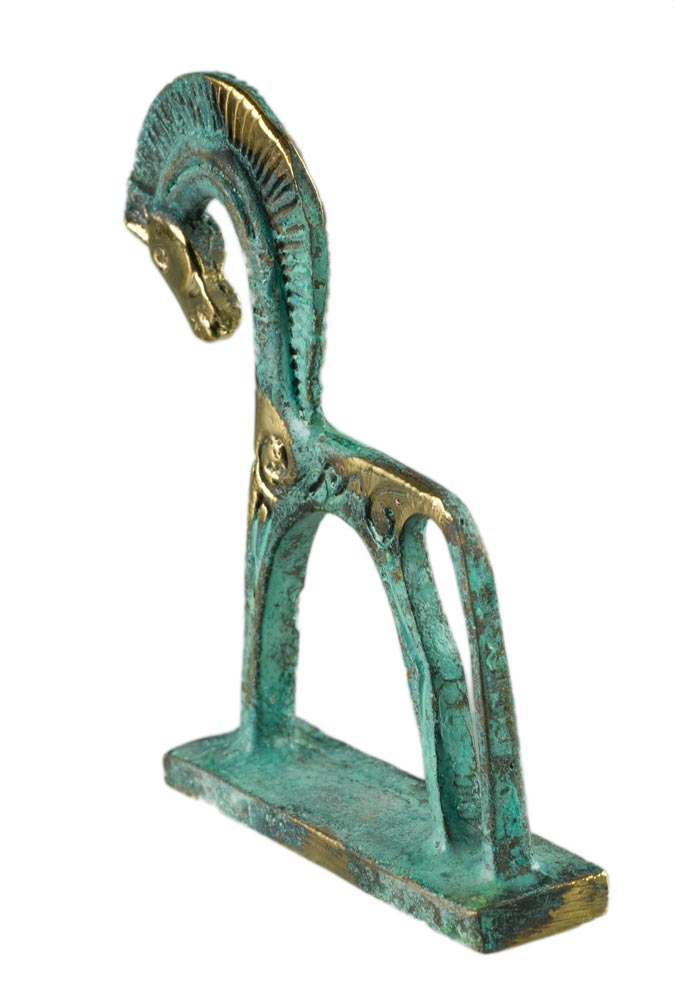 Statue Cheval Grec Géométrique en Bronze – Sculpture Inspirée de la Grèce Antique