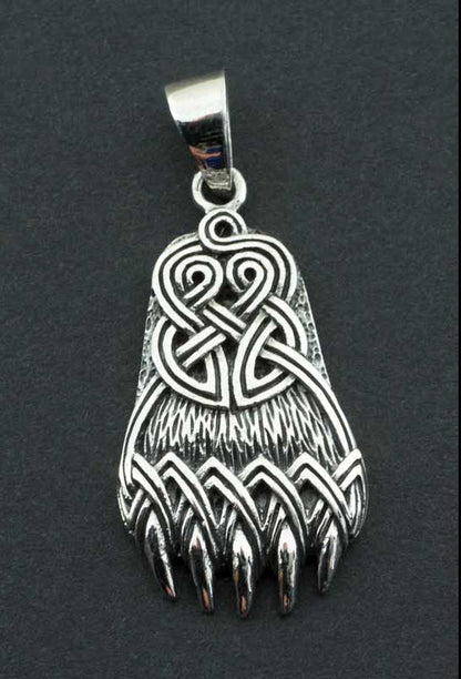 Pendentif Patte d’Ours Odin Viking en Argent 925