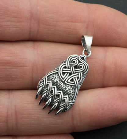 Pendentif Patte d’Ours Odin Viking en Argent 925