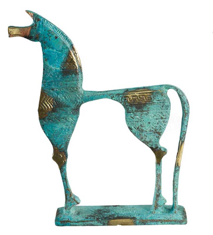 Statue Cheval Grec Géométrique en Bronze – Réplique Qualité Musée de la Grèce Antique