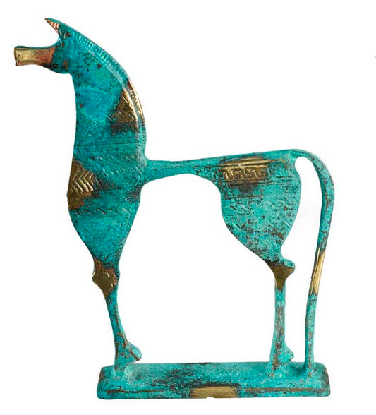 Statue Cheval Grec Géométrique en Bronze – Réplique Qualité Musée de la Grèce Antique