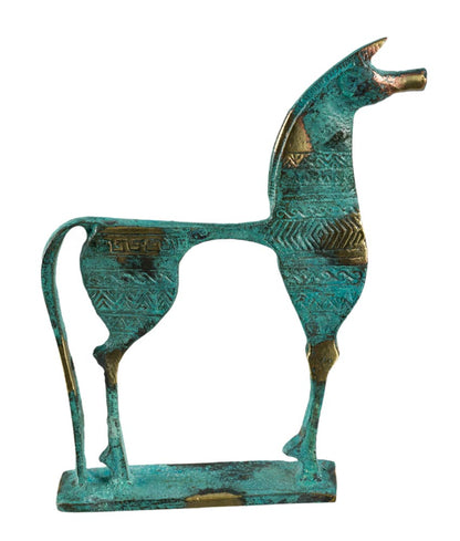 Statue Cheval Grec Géométrique en Bronze – Réplique Qualité Musée de la Grèce Antique