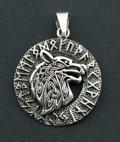 Pendentif Tête de Loup de Fenrir en Argent 925 - Viking