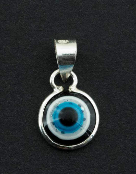 Pendentif Œil Bleu Nazar Boncuk en Argent Massif 925 – Bijou Ethnique Protecteur