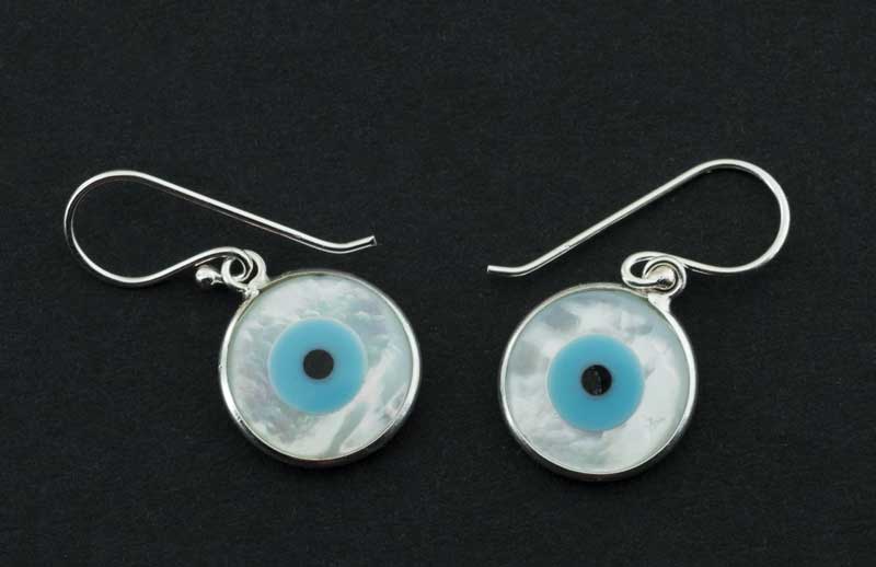Boucles d’Oreilles Œil Bleu Nazar Boncuk en Argent 925