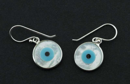Boucles d’Oreilles Œil Bleu Nazar Boncuk en Argent 925
