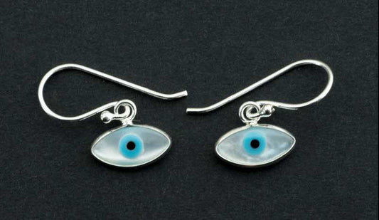 Boucles d’Oreilles Œil Bleu Nazar Boncuk en Argent 925
