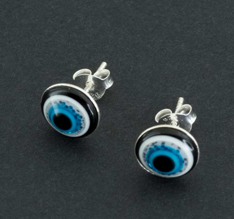 Boucles d’Oreilles Œil Bleu Nazar Boncuk en Argent 925
