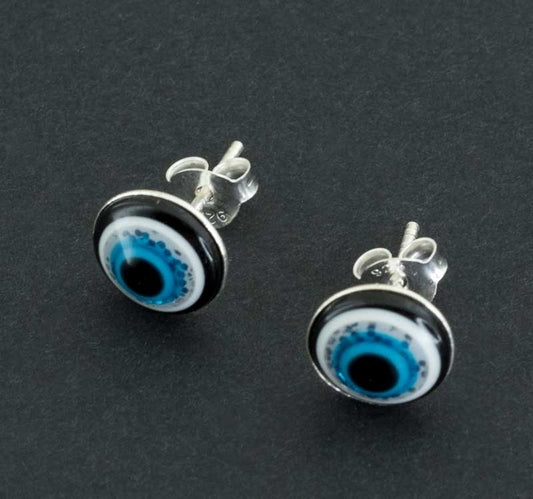 Boucles d’Oreilles Œil Bleu Nazar Boncuk en Argent 925
