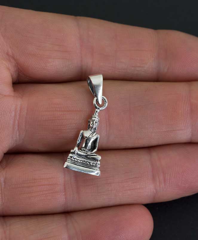 Pendentif Bouddha Shakyamuni Amulette Bouddhiste en Argent 925