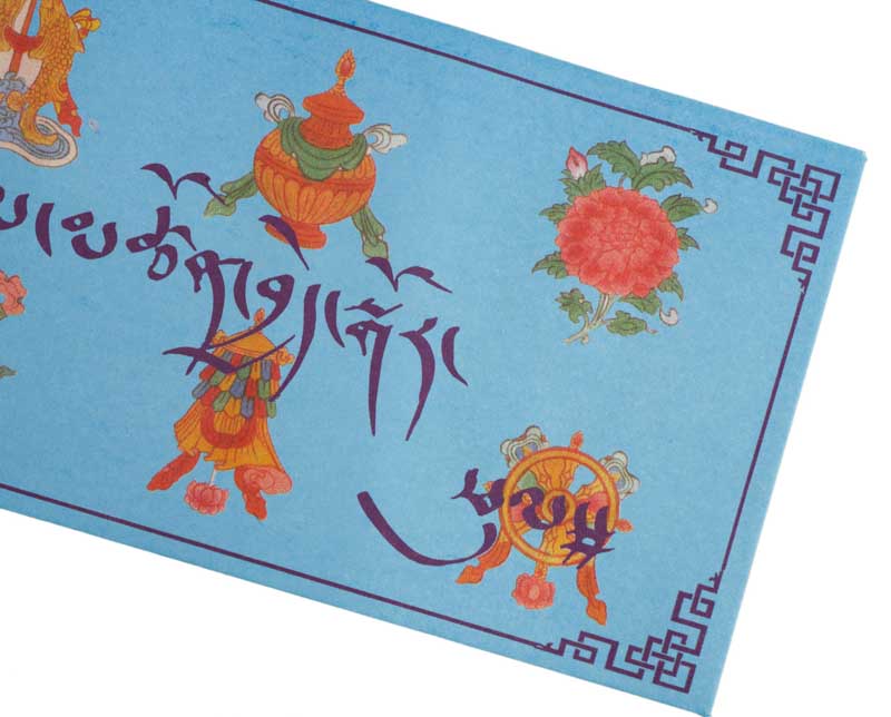 Enveloppe à Offrande Bouddhiste Bleue – Symboles Auspicieux en Papier Artisanal