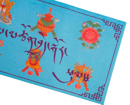 Enveloppe à Offrande Bouddhiste Bleue – Symboles Auspicieux en Papier Artisanal