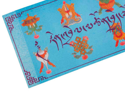 Enveloppe à Offrande Bouddhiste Bleue – Symboles Auspicieux en Papier Artisanal