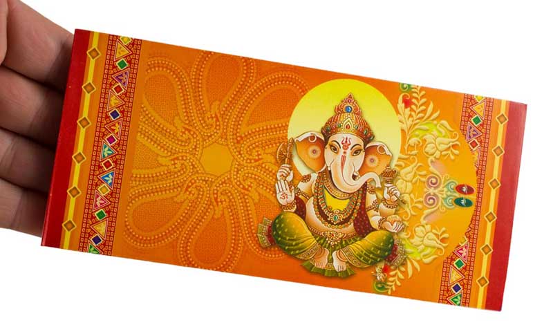 Enveloppe cadeau pour argent mariage Ganesh en papier artisanal recyclé