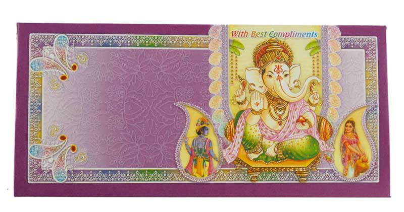 Enveloppe cadeau de mariage Ganesh – Papier artisanal recyclé – Offrande monétaire