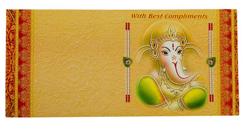 Enveloppe cadeau mariage Ganesh en papier artisanal recyclé