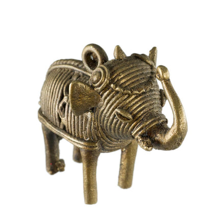Miniature Éléphant Dhokra – Art Tribal De Bastar Inde
