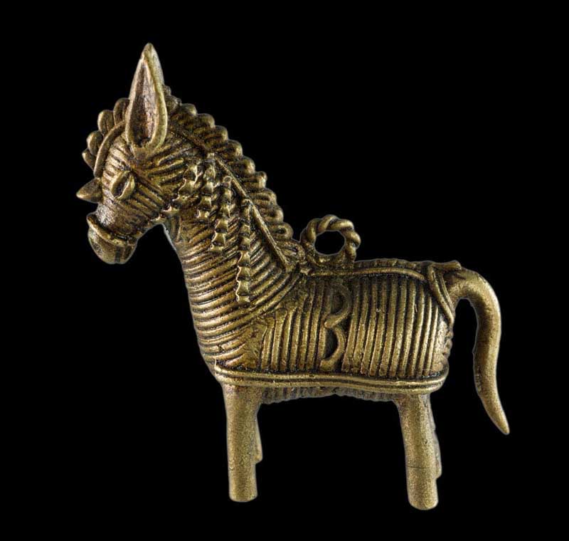 Miniature Cheval Dhokra – Art Tribal De Bastar Orissa Inde