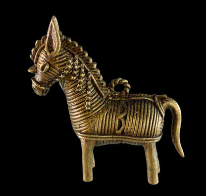 Miniature Cheval Dhokra – Art Tribal De Bastar Orissa Inde