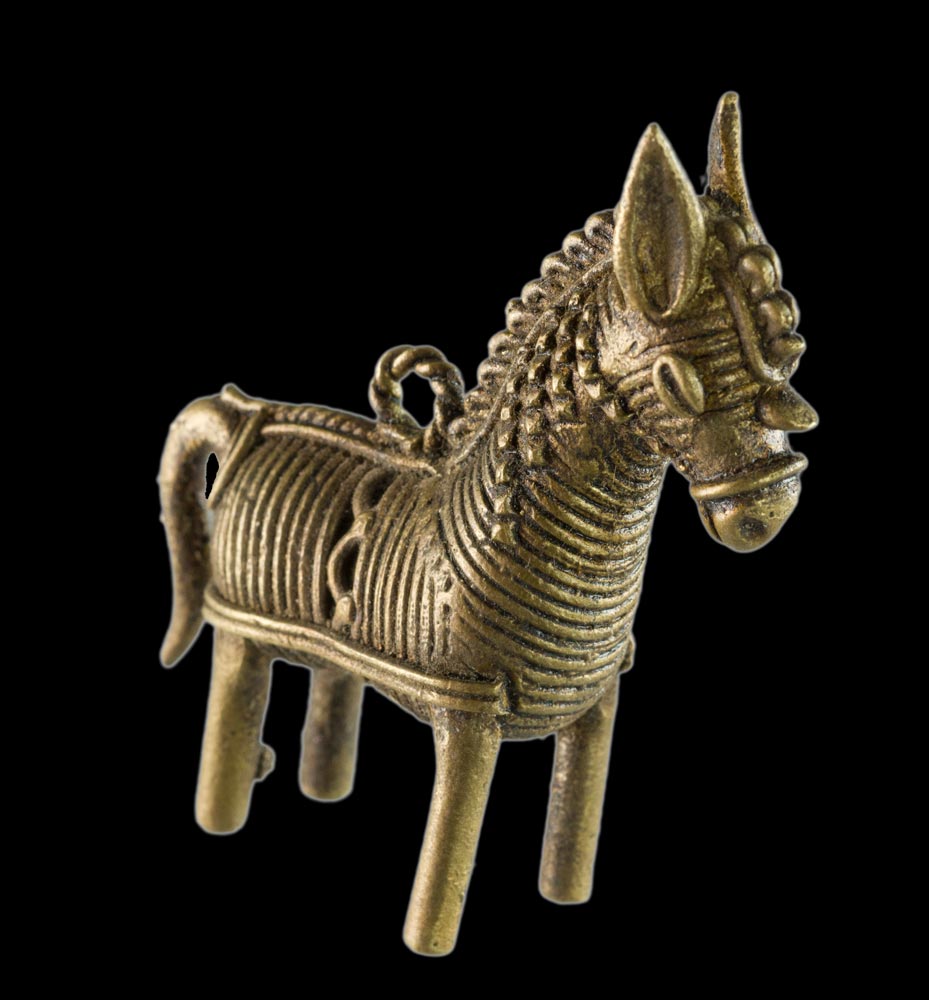 Miniature Cheval Dhokra – Art Tribal De Bastar Orissa Inde