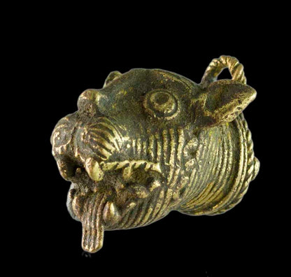 Miniature Tête De Tigre Dhokra – Figurine Artisanale En Métal De Bastar Inde