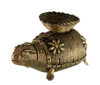 Porte-Encens Tortue En Laiton – Art Tribal Bastar Dhokra Inde
