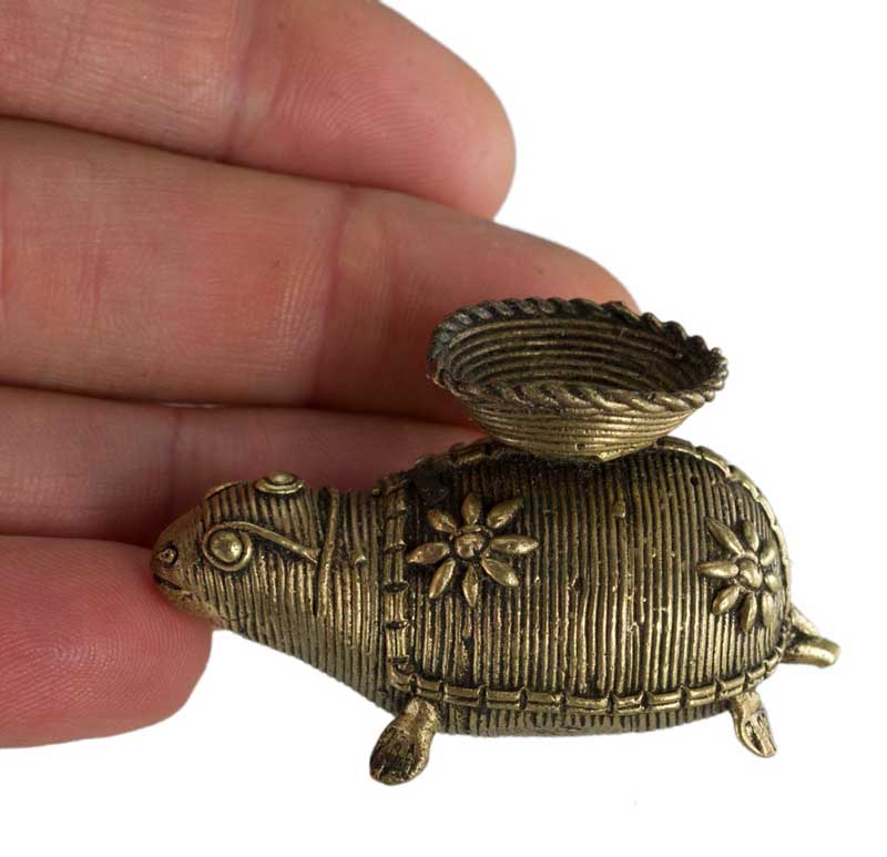 Porte-Encens Tortue En Laiton – Art Tribal Bastar Dhokra Inde