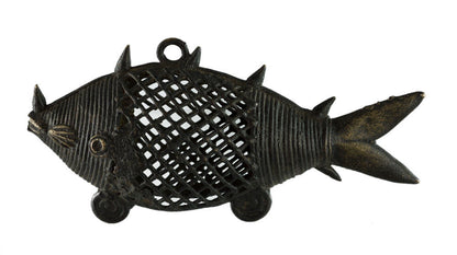 Figurine Poisson En Laiton – Art Tribal Bastar Dhokra – Artisanat Indien