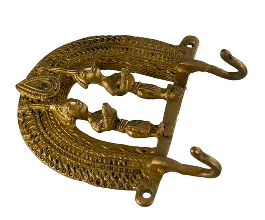 Porte-Serviettes Dhokra – Patère En Laiton Art Tribal Bastar Inde