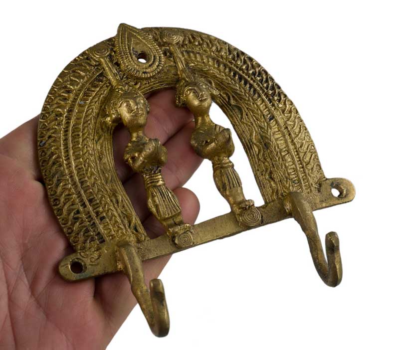 Porte-Serviettes Dhokra – Patère En Laiton Art Tribal Bastar Inde