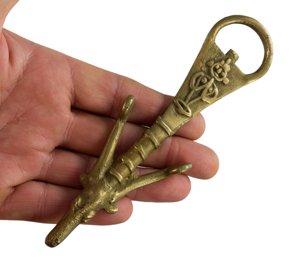 Décapsuleur Vache Sacrée Art Dhokra En Laiton – Artisanat Hindou Traditionnel D’Inde