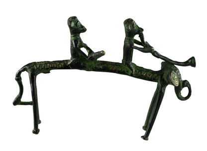 Statue 2 Musiciens Cavaliers Sur Éléphant – Bastar Dhokra – Art Tribal Indien