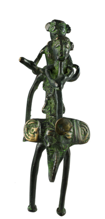 Statue 2 Musiciens Cavaliers Sur Éléphant – Bastar Dhokra – Art Tribal Indien