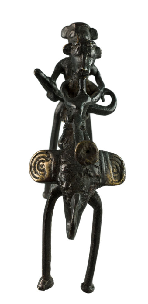 Statue 2 Chasseurs À Dos D’Éléphant – Art Tribal Bastar Dhokra – Pièce Rare