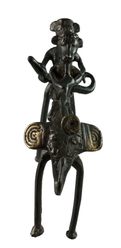 Statue 2 Chasseurs À Dos D’Éléphant – Art Tribal Bastar Dhokra – Pièce Rare