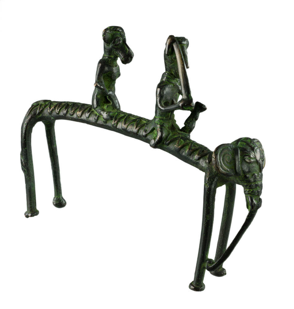 Figurine 2 Cavaliers Sur Éléphant En Laiton – Art Tribal Bastar Dhokra – Pièce Rare Et Unique