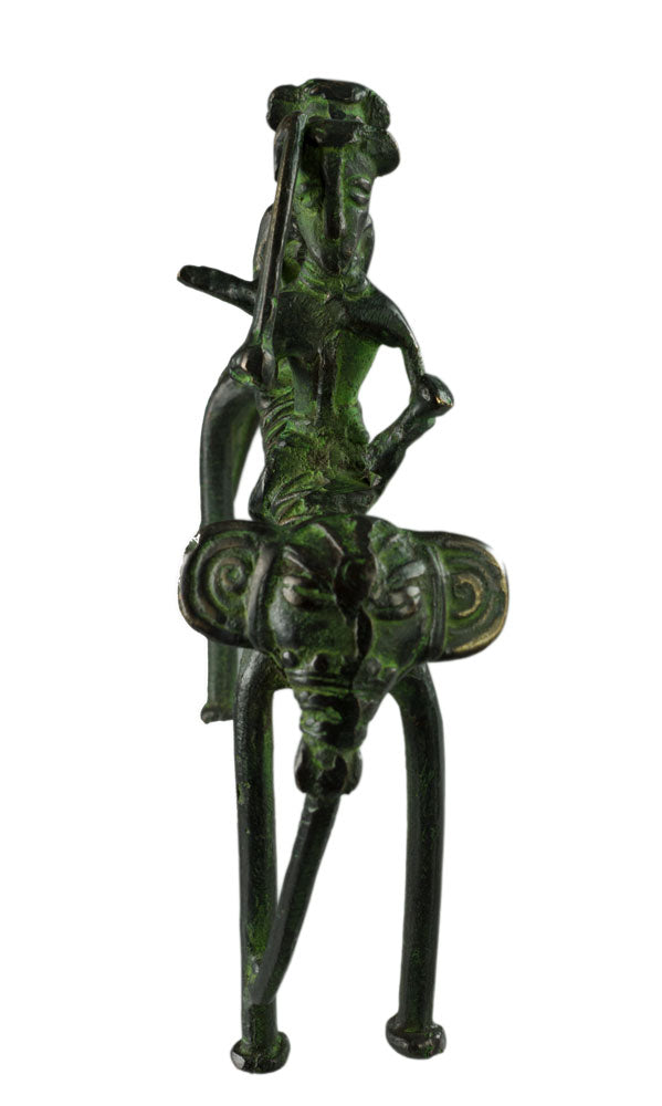 Figurine 2 Cavaliers Sur Éléphant En Laiton – Art Tribal Bastar Dhokra – Pièce Rare Et Unique