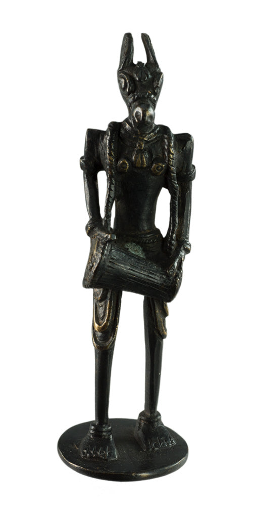 Figurine Zoomorphe Cheval Musicien Dhokra – Art Tribal Bastar Orissa Inde